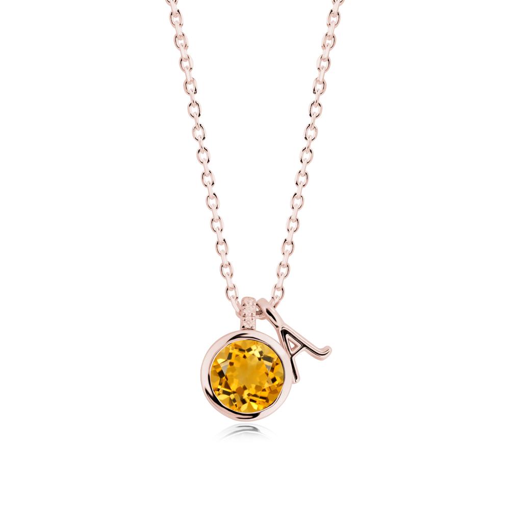 Personalized Initial Citrine Pendant - LUO Jewelry #metal_18k rose gold