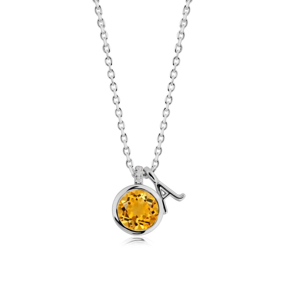 Personalized Initial Citrine Pendant - LUO Jewelry #metal_platinum