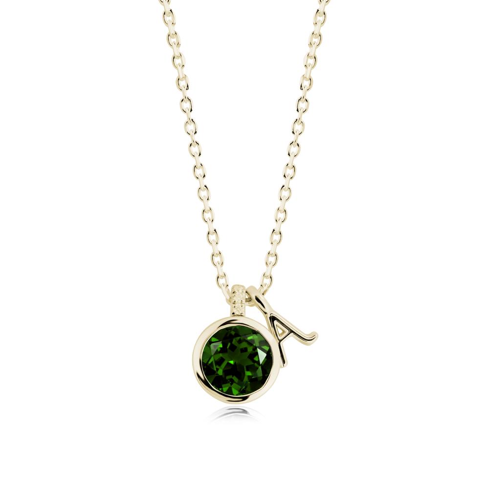 Personalized Initial Diopside Necklace - LUO Jewelry #metal_14k yellow gold