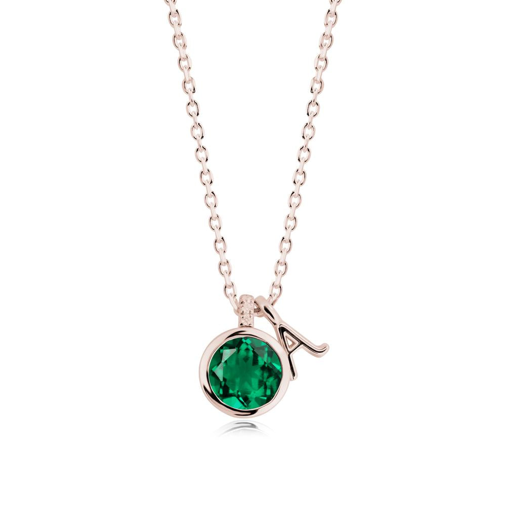 Personalized Initial Emerald Pendant - LUO Jewelry #metal_14k rose gold