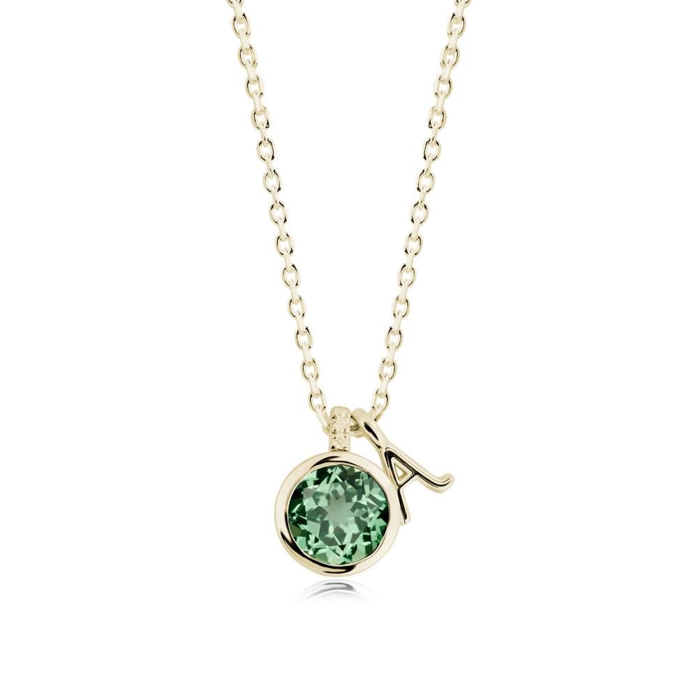Personalized Initial Green Sapphire Necklace - LUO Jewelry #metal_14k yellow gold