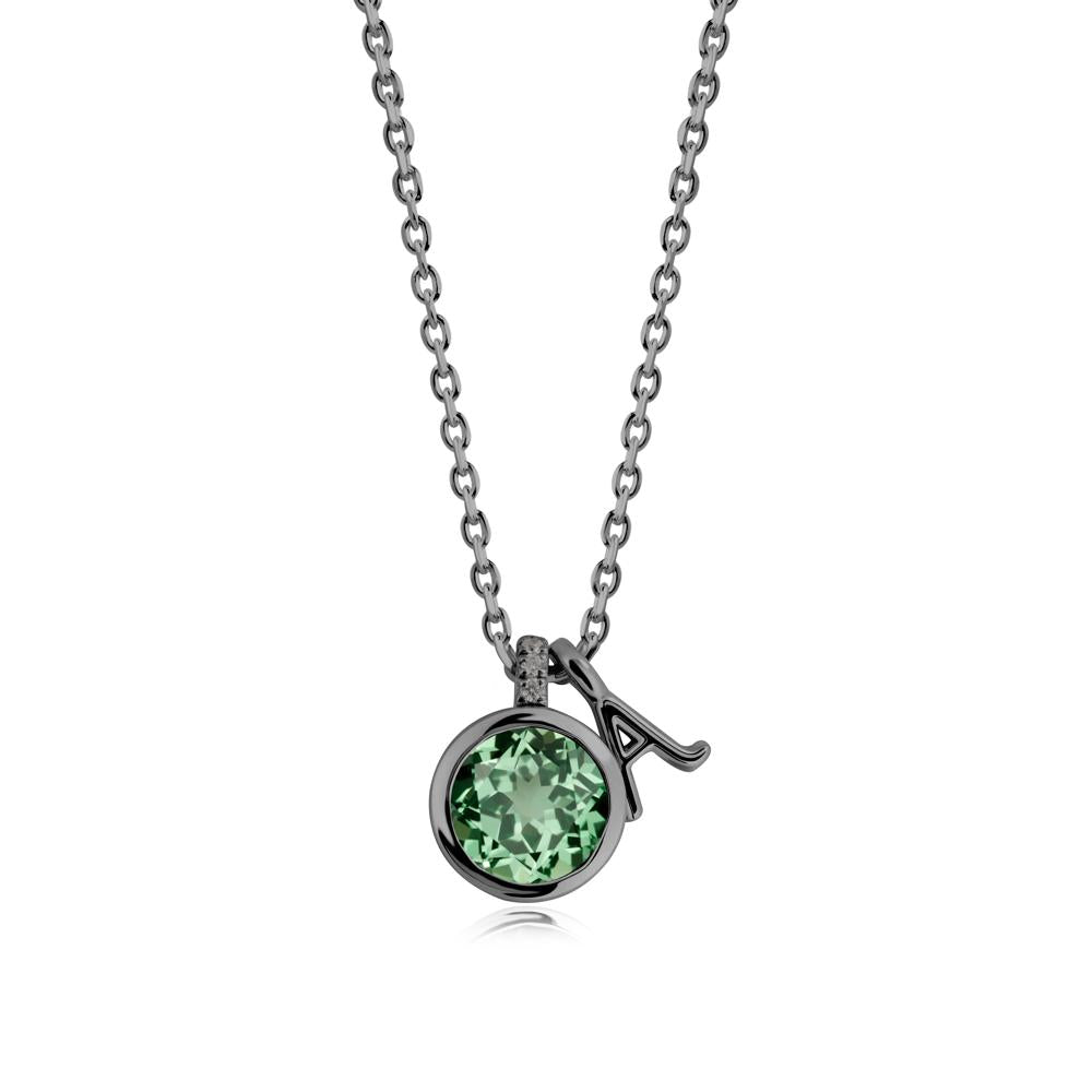 Personalized Initial Green Sapphire Necklace - LUO Jewelry #metal_black finish sterling silver