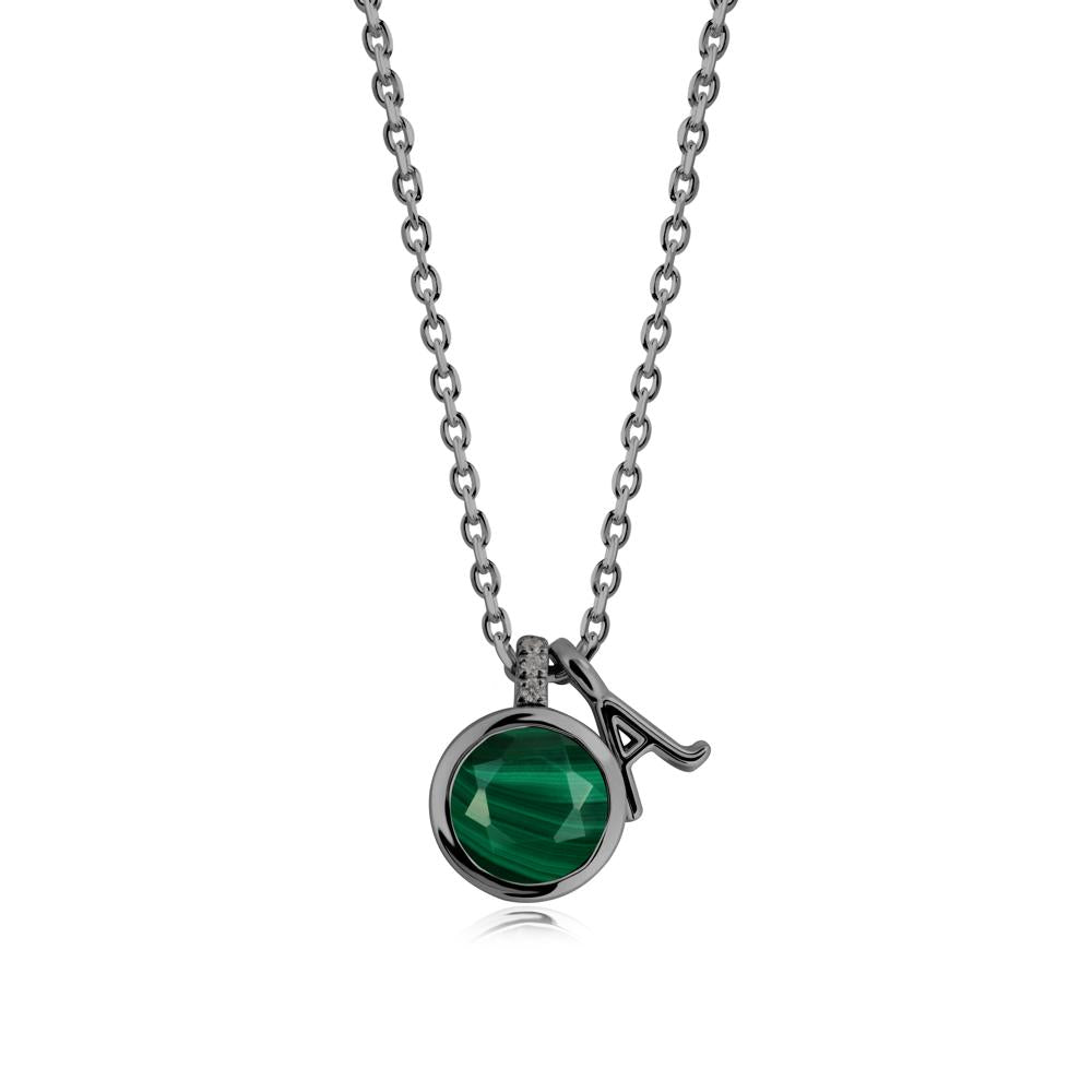 Personalized Initial Malachite Necklace - LUO Jewelry #metal_black finish sterling silver