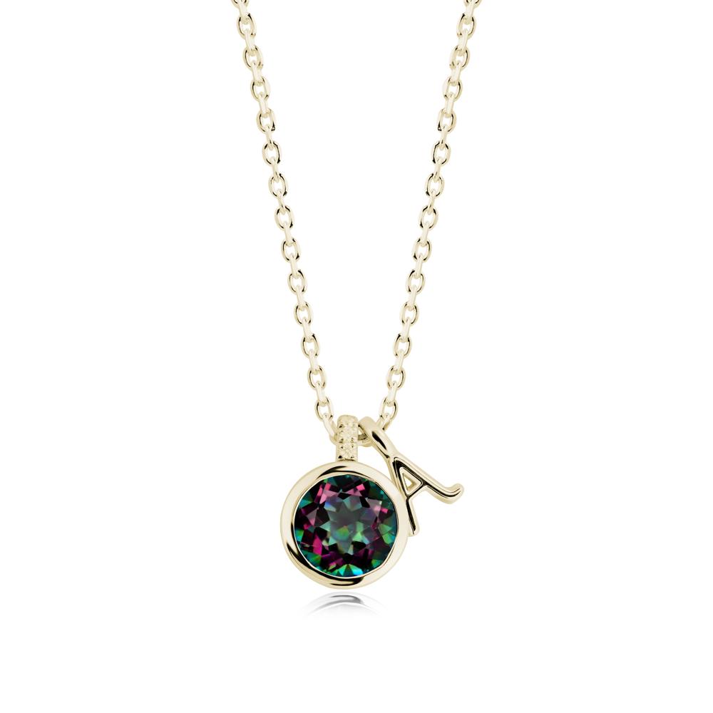 Personalized Initial Mystic Topaz Necklace - LUO Jewelry #metal_14k yellow gold