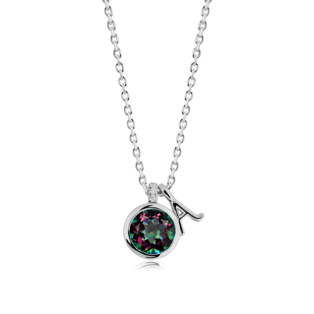 Personalized Initial Mystic Topaz Necklace - LUO Jewelry #metal_platinum