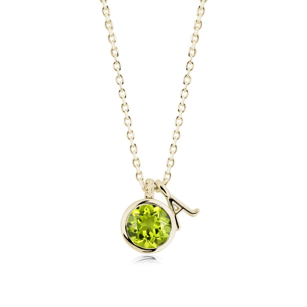 Personalized Initial Peridot Pendant - LUO Jewelry #metal_14k yellow gold
