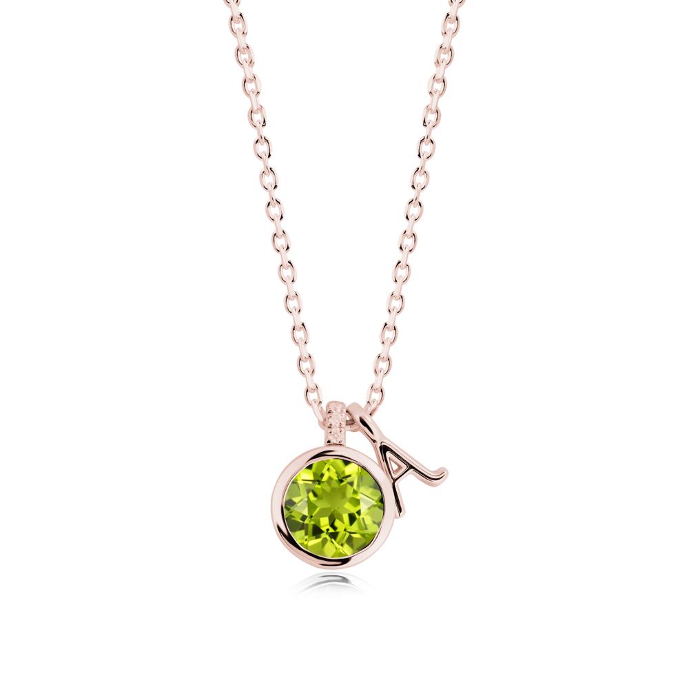 Personalized Initial Peridot Pendant - LUO Jewelry #metal_18k rose gold