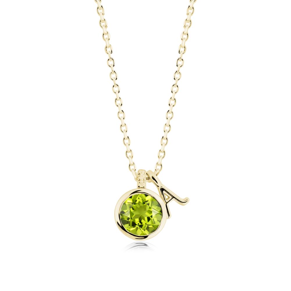 Personalized Initial Peridot Pendant - LUO Jewelry #metal_18k yellow gold