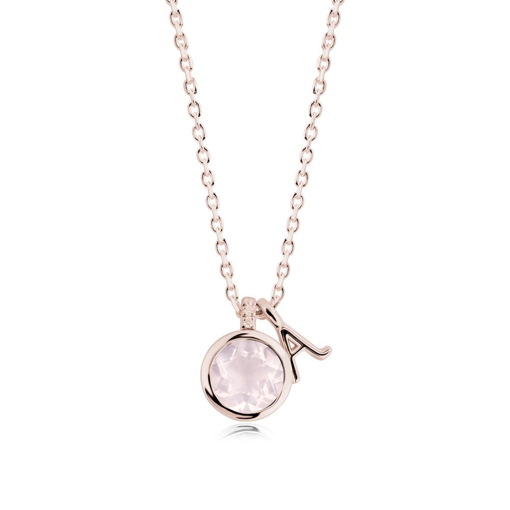 Personalized Initial Rose Quartz Necklace - LUO Jewelry #metal_14k rose gold