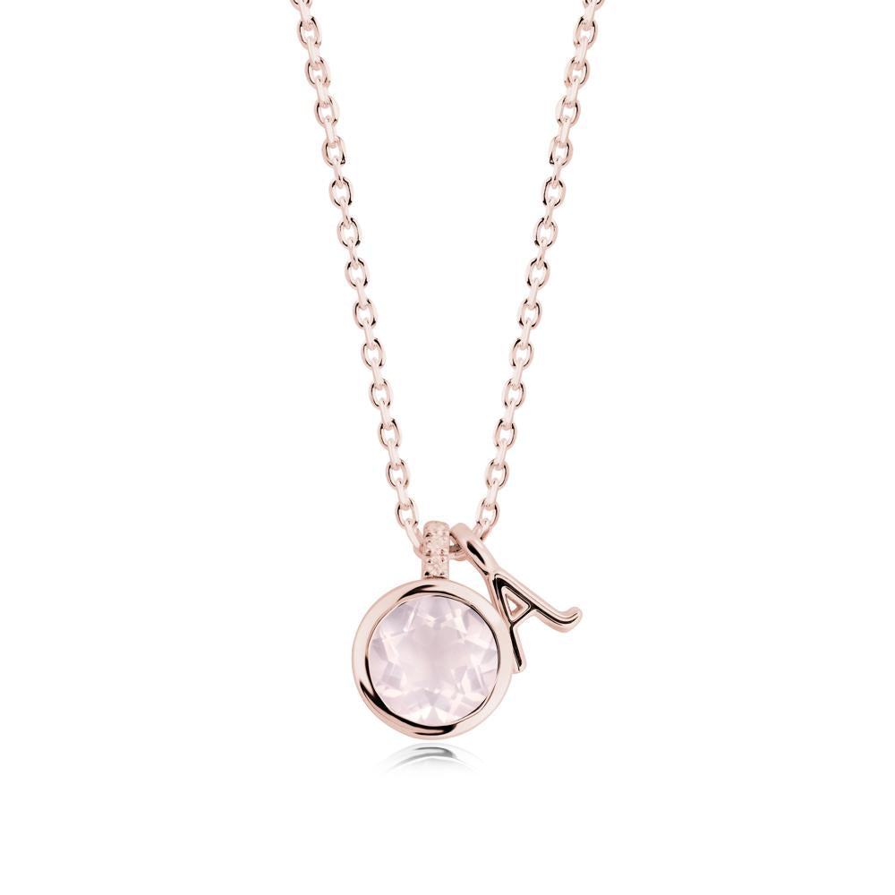 Personalized Initial Rose Quartz Necklace - LUO Jewelry #metal_18k rose gold