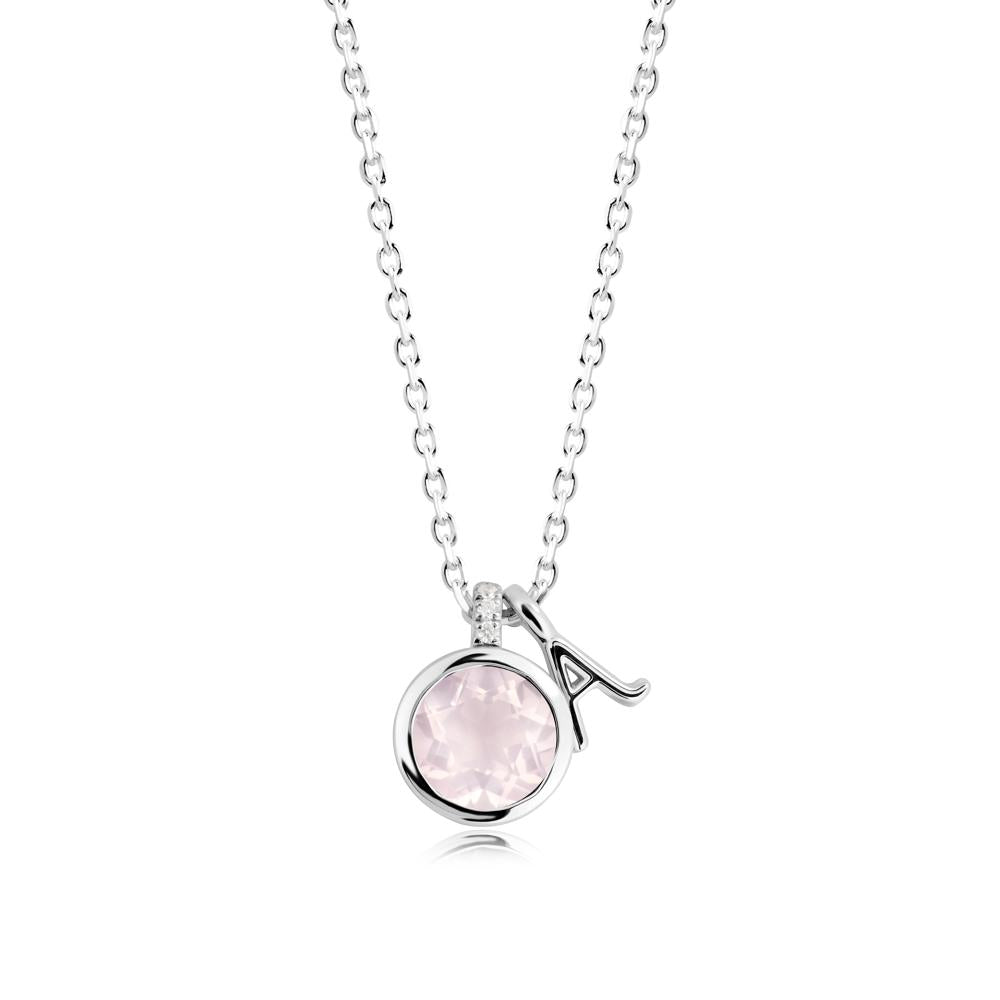 Personalized Initial Rose Quartz Necklace - LUO Jewelry #metal_sterling silver