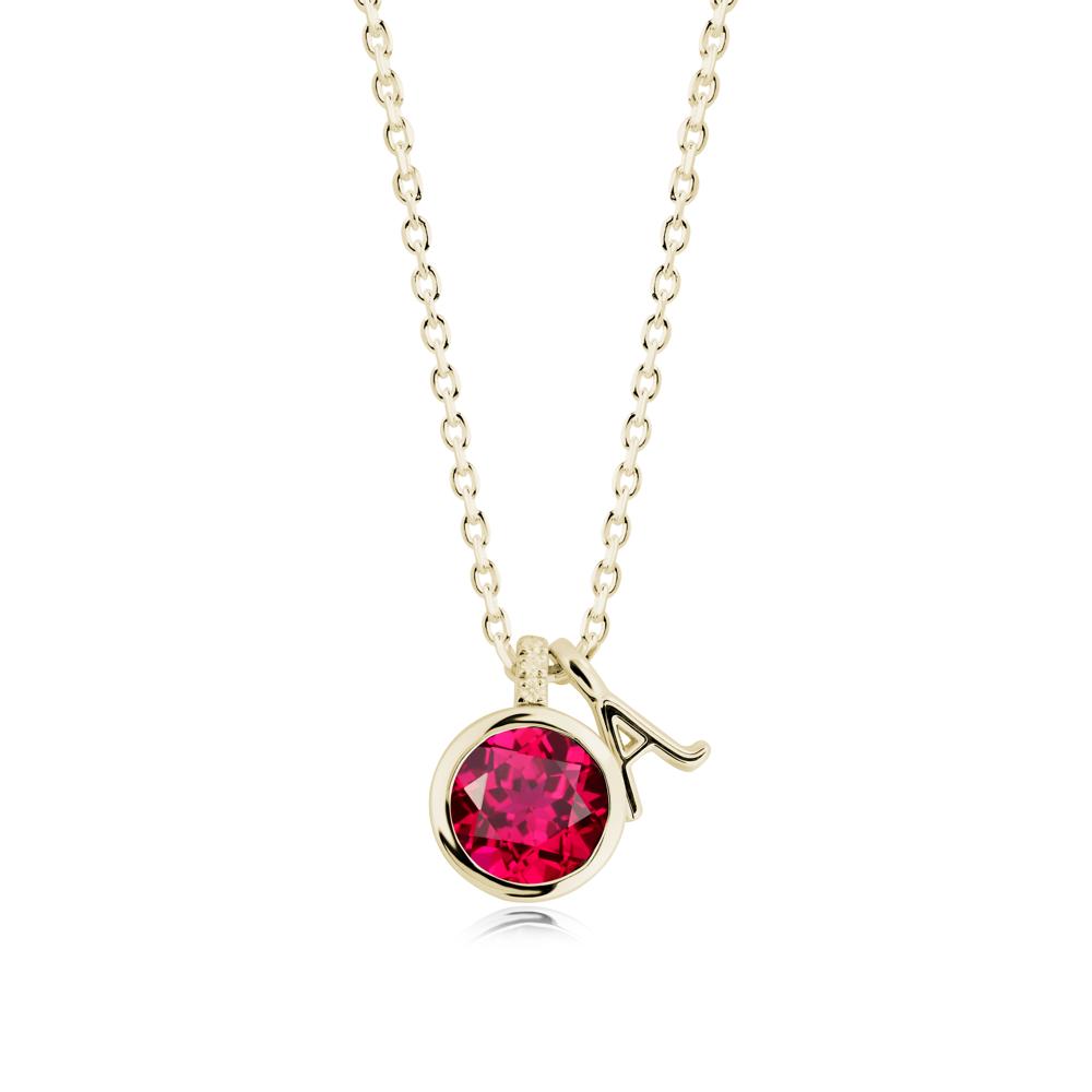 Personalized Initial Ruby Necklace - LUO Jewelry #metal_14k yellow gold