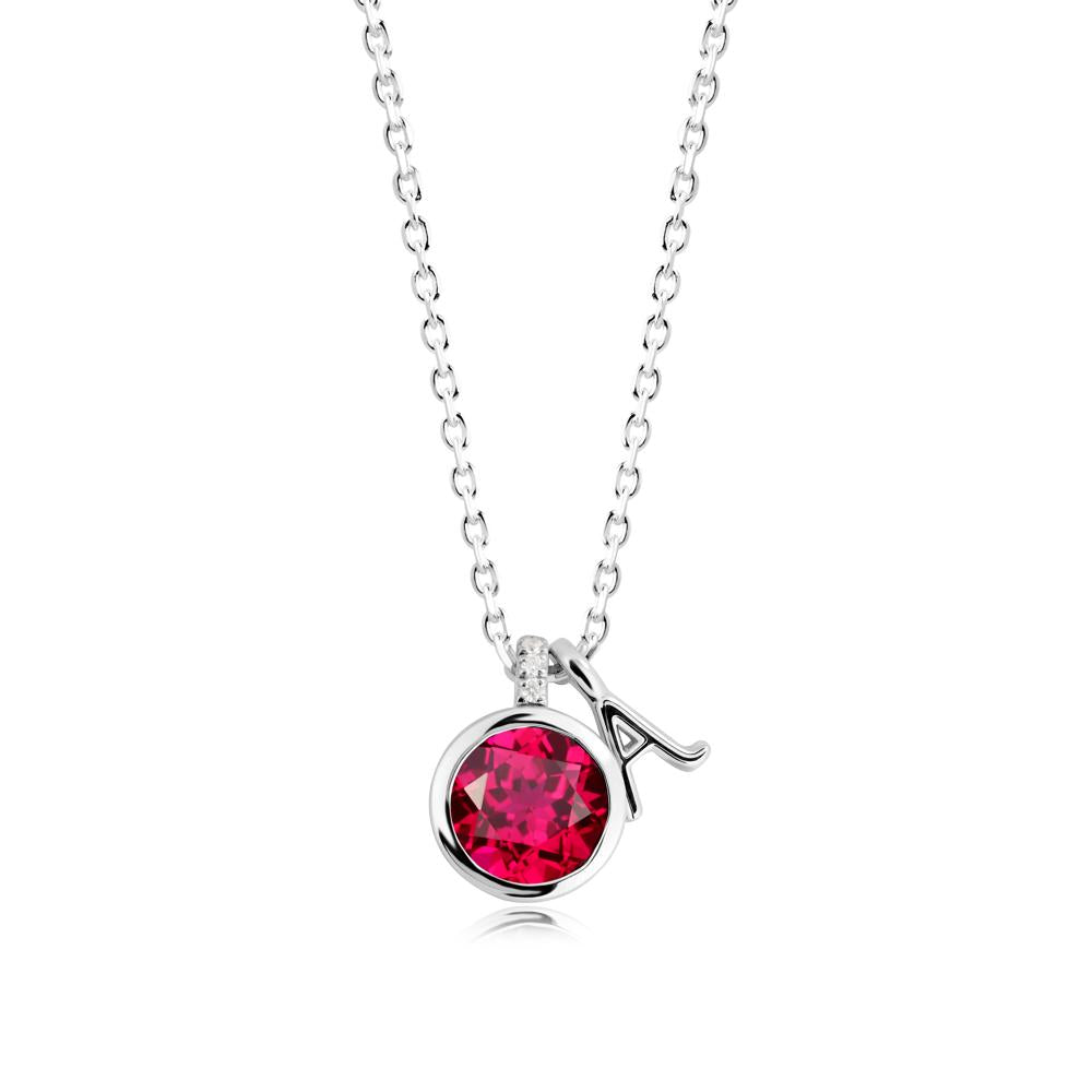 Personalized Initial Ruby Necklace - LUO Jewelry #metal_sterling silver