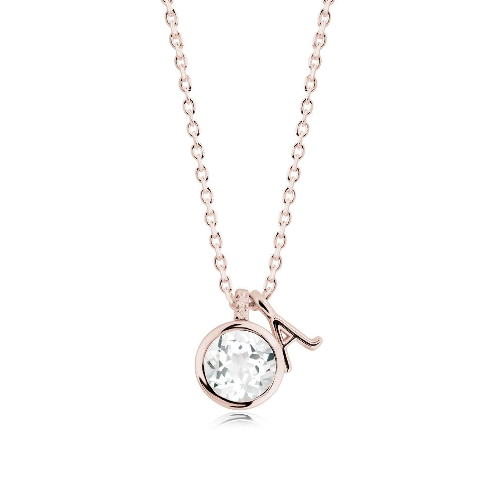 Personalized Initial White Topaz Necklace - LUO Jewelry #metal_14k rose gold