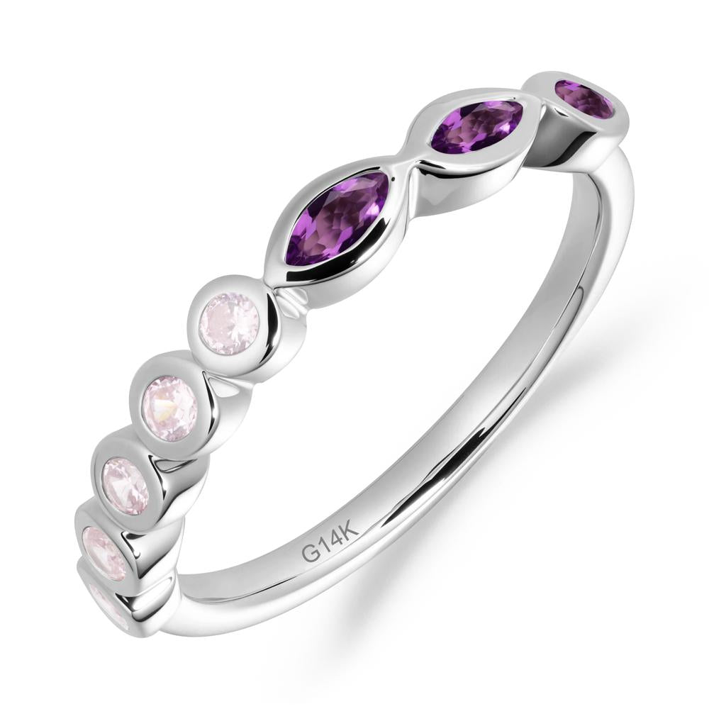 Simple Amethyst Bezel Ring - LUO Jewelry #metal_14k white gold
