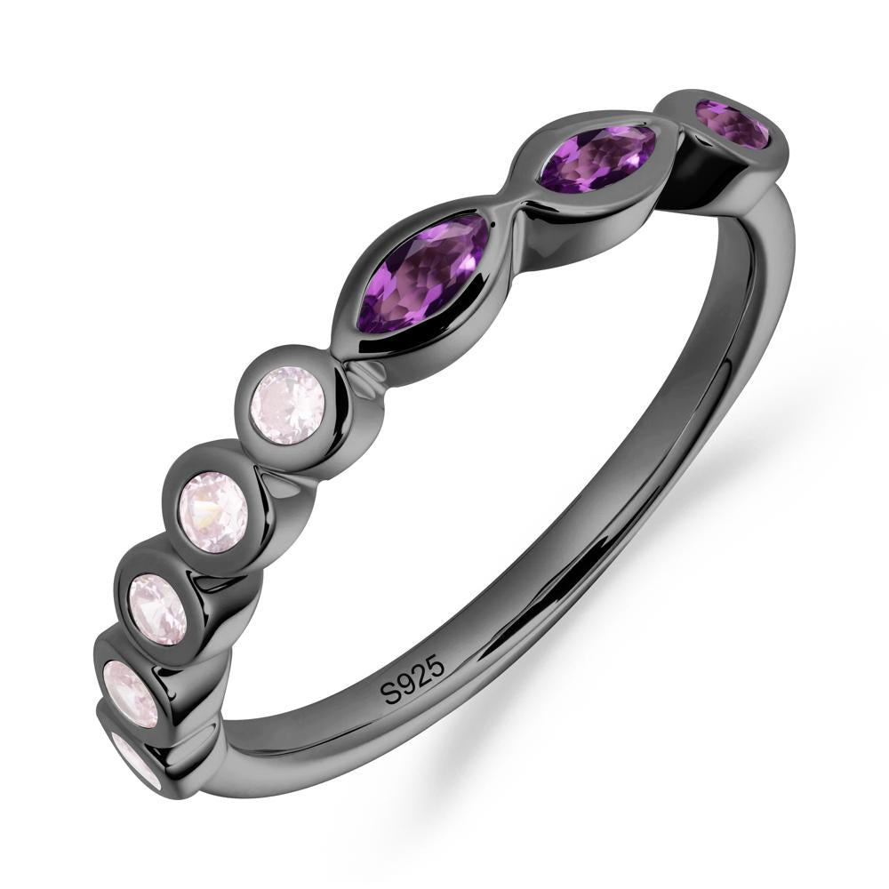 Simple Amethyst Bezel Ring - LUO Jewelry #metal_black finish sterling silver