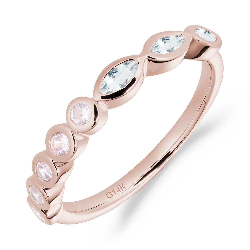 Marquise and Round Aquamarine Eternity Ring - LUO Jewelry #metal_14k rose gold
