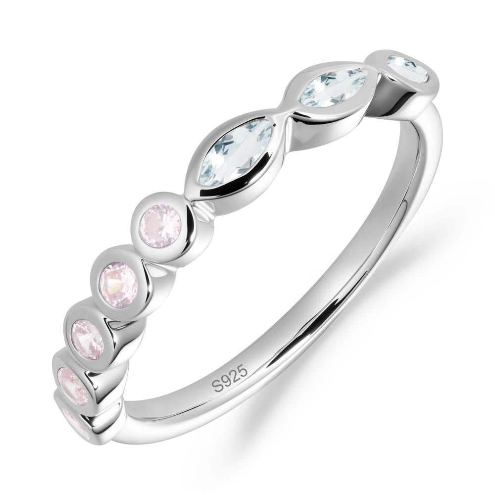 Marquise and Round Aquamarine Eternity Ring - LUO Jewelry #metal_sterling silver