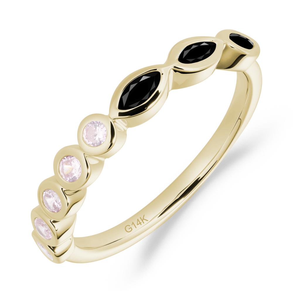 Simple Black Spinel Bezel Ring - LUO Jewelry #metal_14k yellow gold