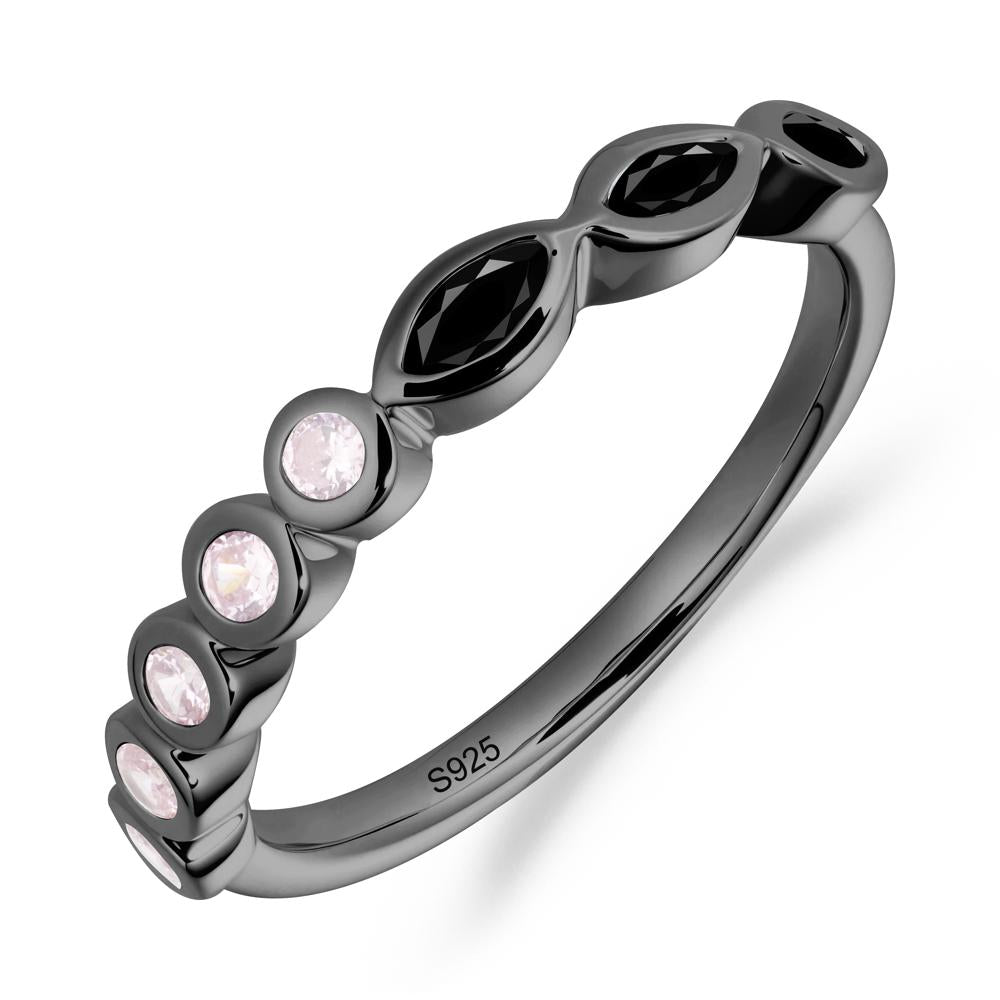 Simple Black Spinel Bezel Ring - LUO Jewelry #metal_black finish sterling silver