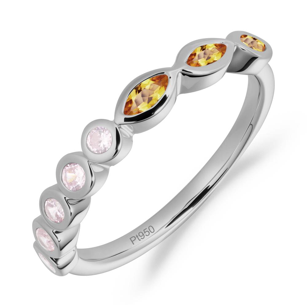 Marquise and Round Citrine Eternity Ring - LUO Jewelry #metal_platinum