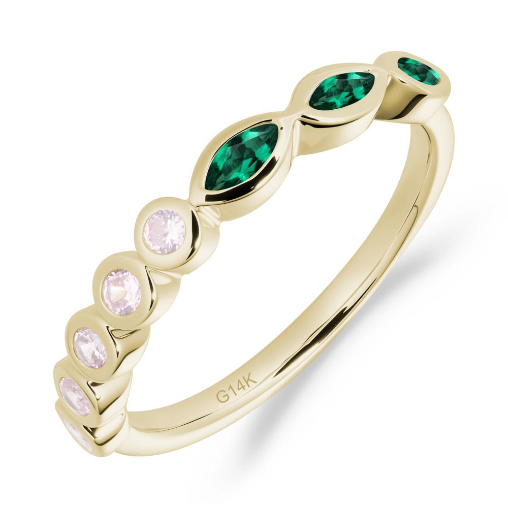 Marquise and Round Emerald Eternity Ring - LUO Jewelry #metal_14k yellow gold