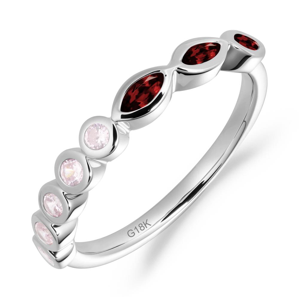 Simple Garnet Bezel Ring - LUO Jewelry #metal_18k white gold