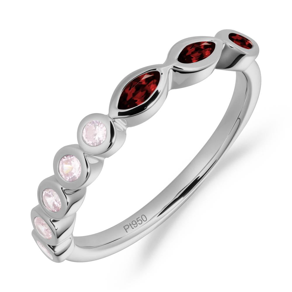 Simple Garnet Bezel Ring - LUO Jewelry #metal_platinum