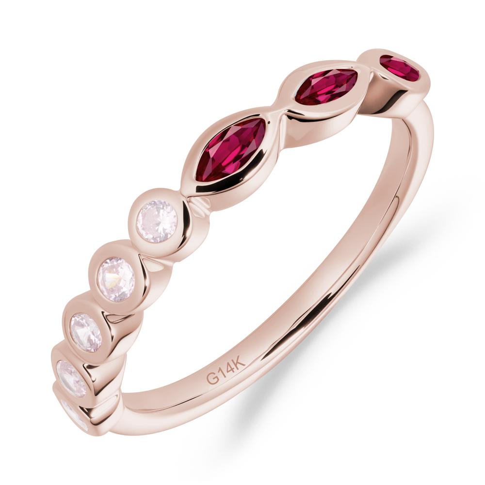 Marquise and Round Ruby Eternity Ring - LUO Jewelry #metal_14k rose gold