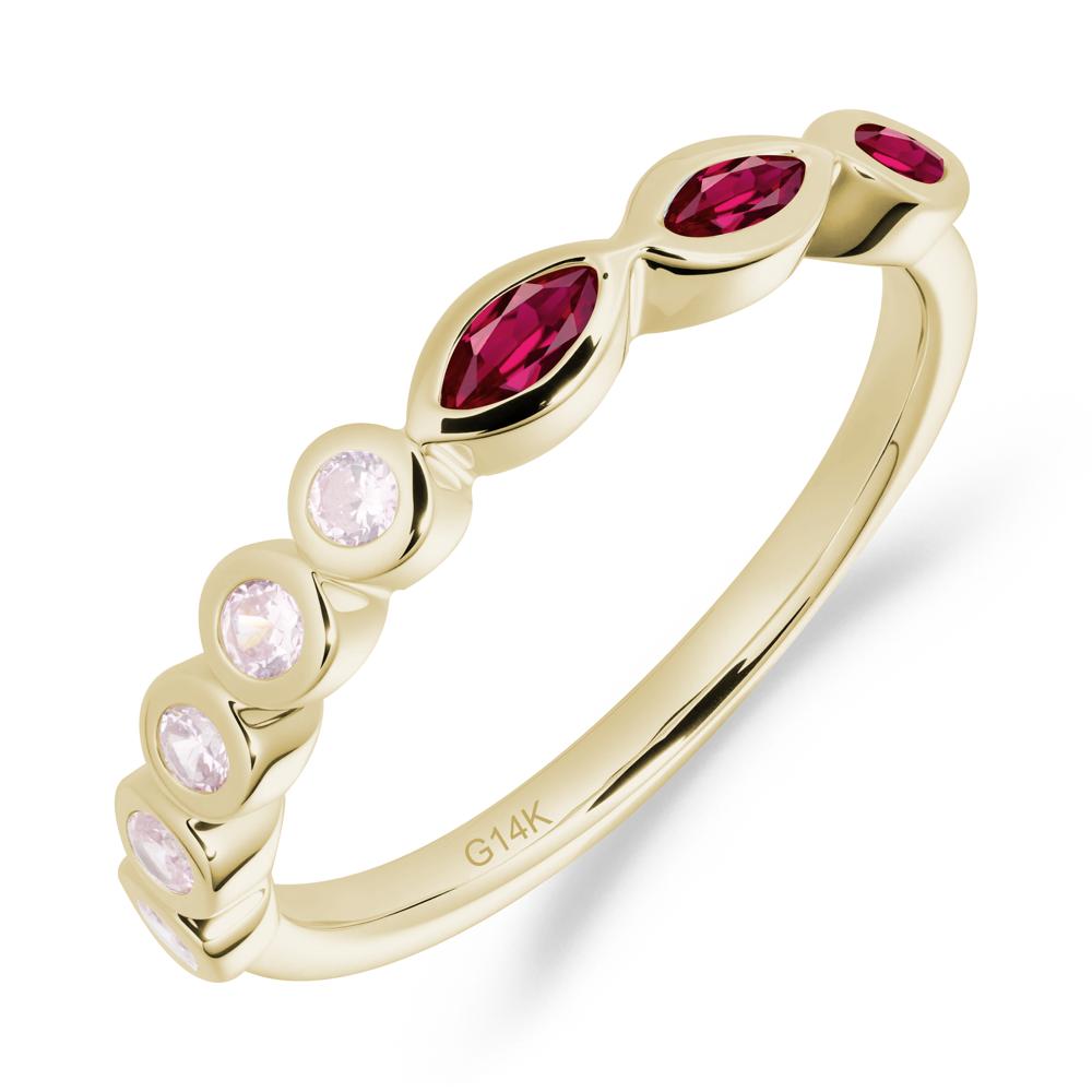 Marquise and Round Ruby Eternity Ring - LUO Jewelry #metal_14k yellow gold