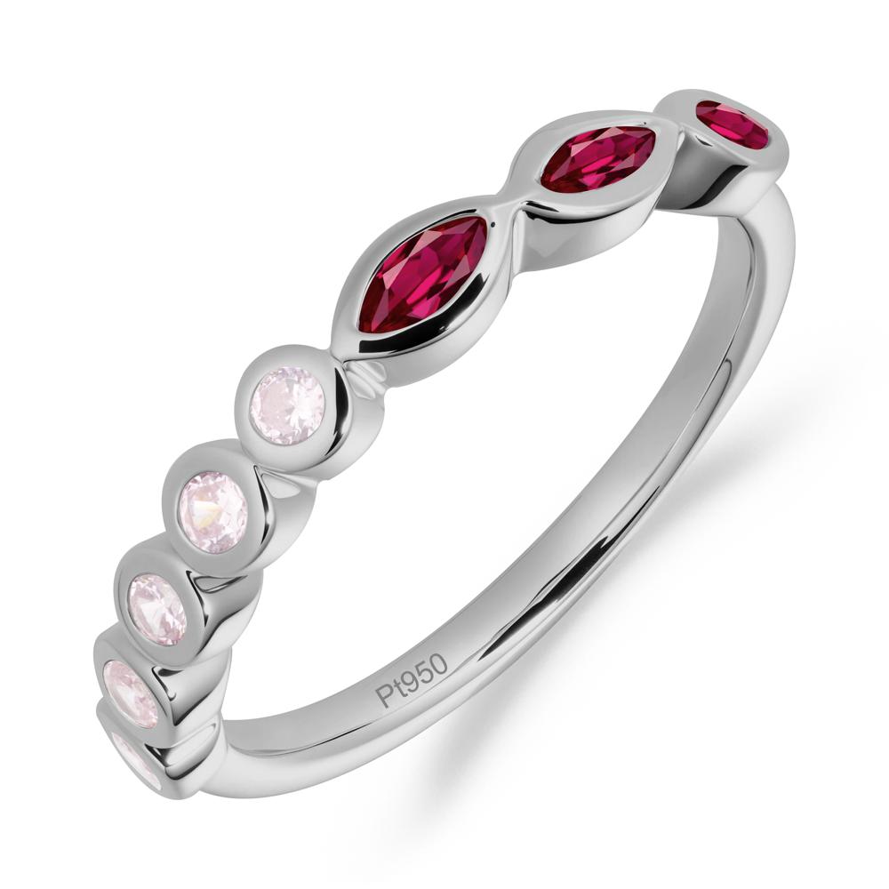 Marquise and Round Ruby Eternity Ring - LUO Jewelry #metal_platinum