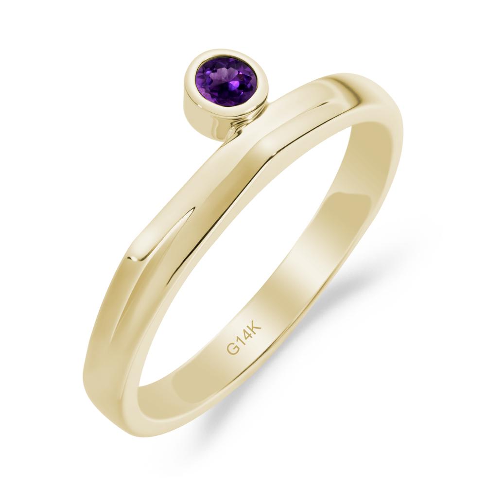 Bezel Set Amethyst Solitaire Ring - LUO Jewelry #metal_14k yellow gold