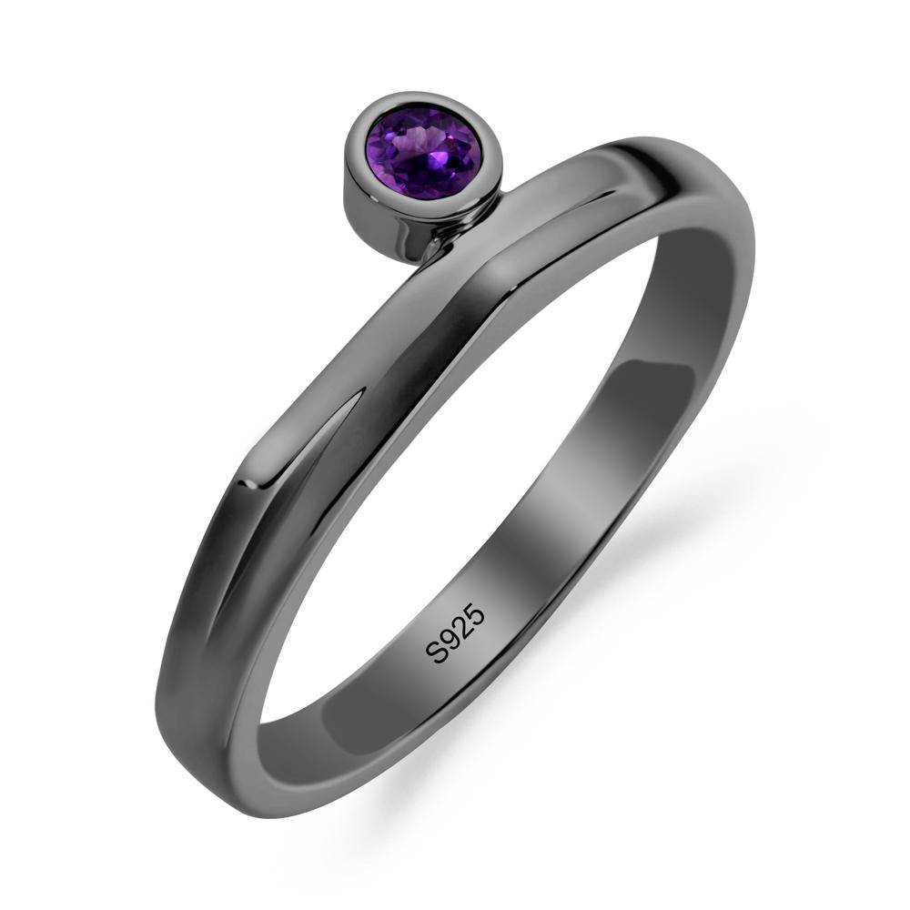 Bezel Set Amethyst Solitaire Ring - LUO Jewelry #metal_black finish sterling silver