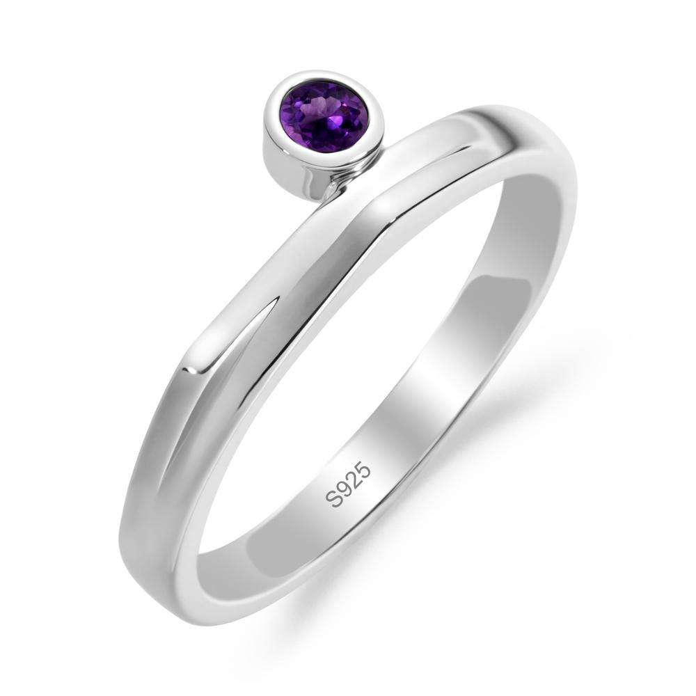 Bezel Set Amethyst Solitaire Ring - LUO Jewelry #metal_sterling silver