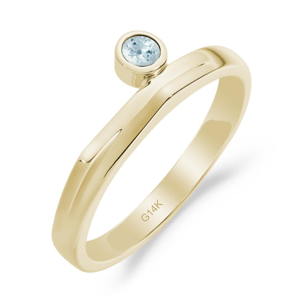 Round Aquamarine Bezel Ring - LUO Jewelry #metal_14k yellow gold
