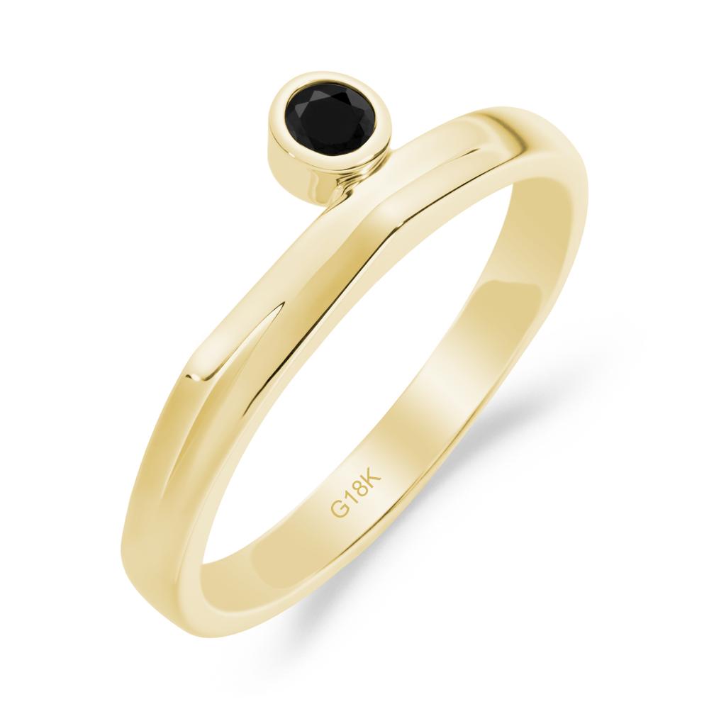 Bezel Set Black Spinel Solitaire Ring - LUO Jewelry #metal_18k yellow gold