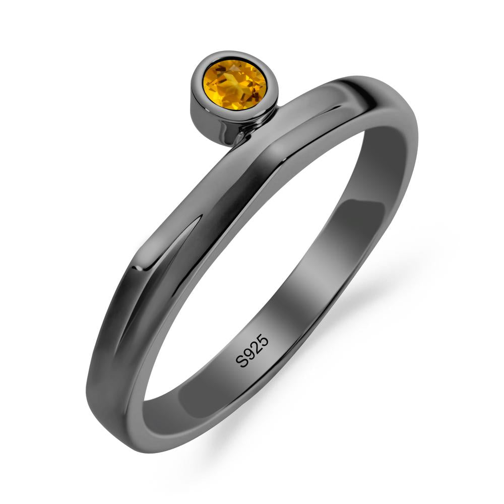 Round Citrine Bezel Ring - LUO Jewelry #metal_black finish sterling silver