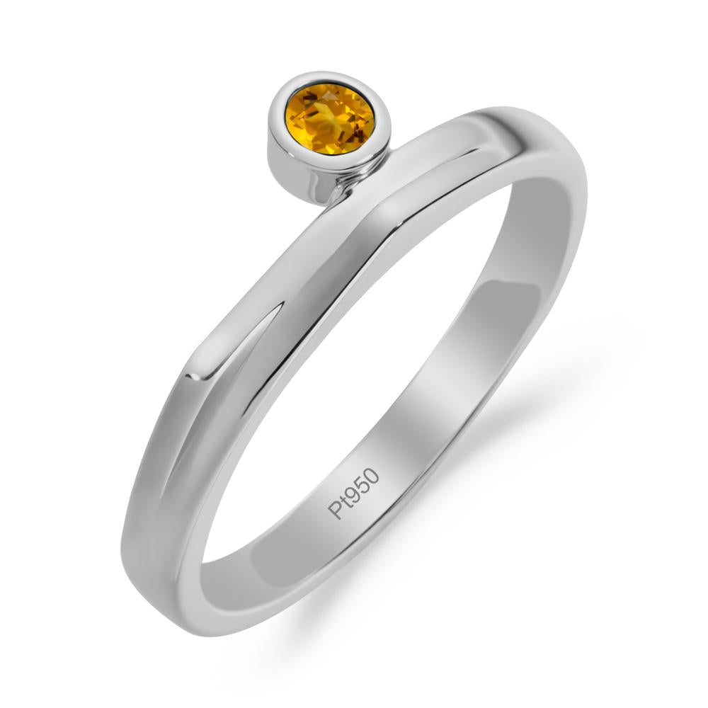 Round Citrine Bezel Ring - LUO Jewelry #metal_platinum