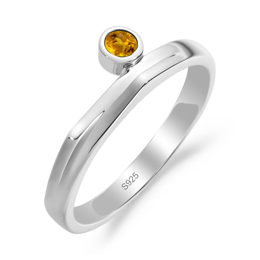 Round Citrine Bezel Ring - LUO Jewelry #metal_sterling silver