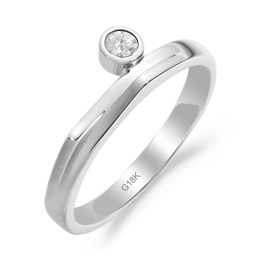 Round Cubic Zirconia Bezel Ring - LUO Jewelry #metal_18k white gold