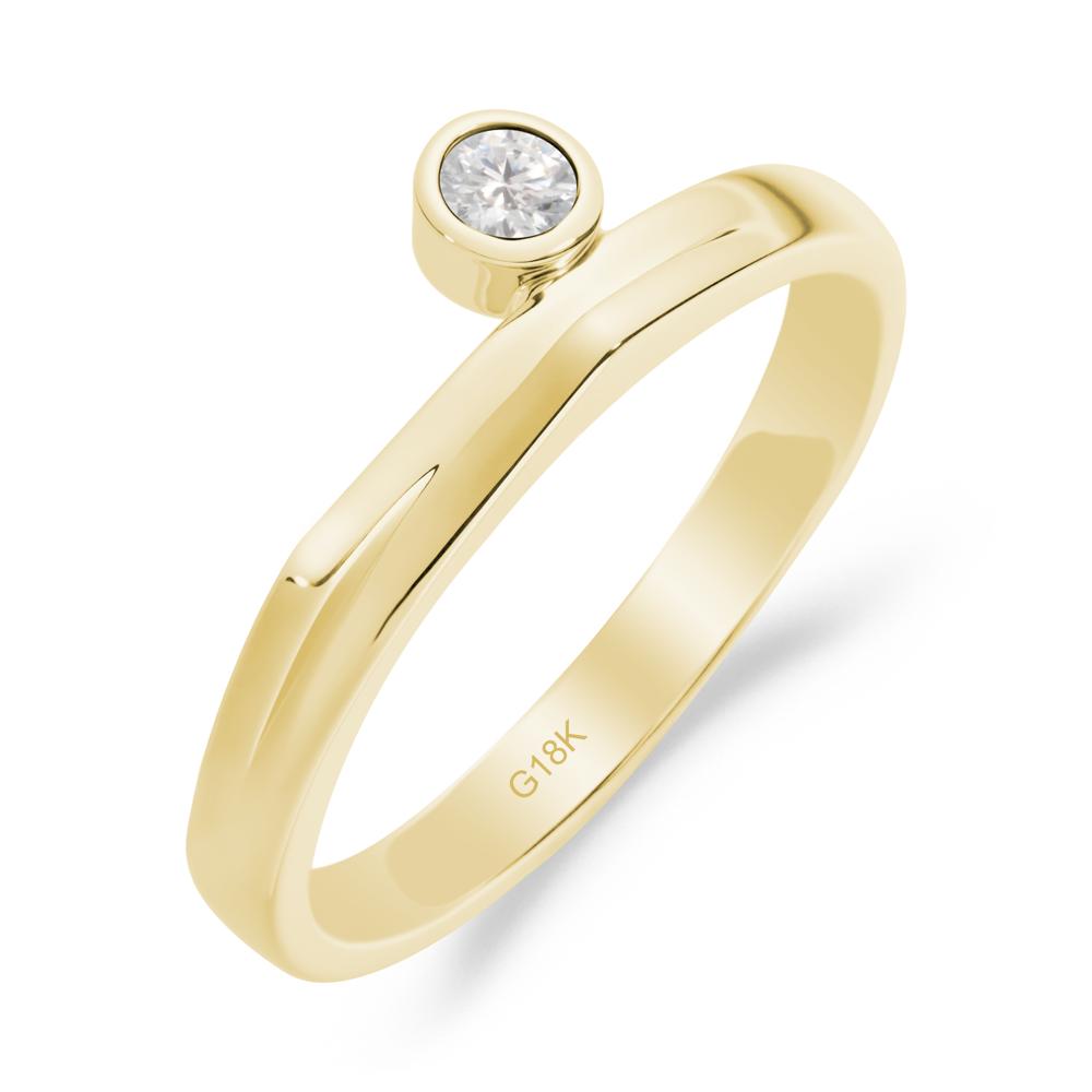 Round Cubic Zirconia Bezel Ring - LUO Jewelry #metal_18k yellow gold