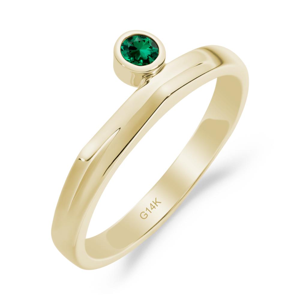 Bezel Set Emerald Solitaire Ring - LUO Jewelry #metal_14k yellow gold