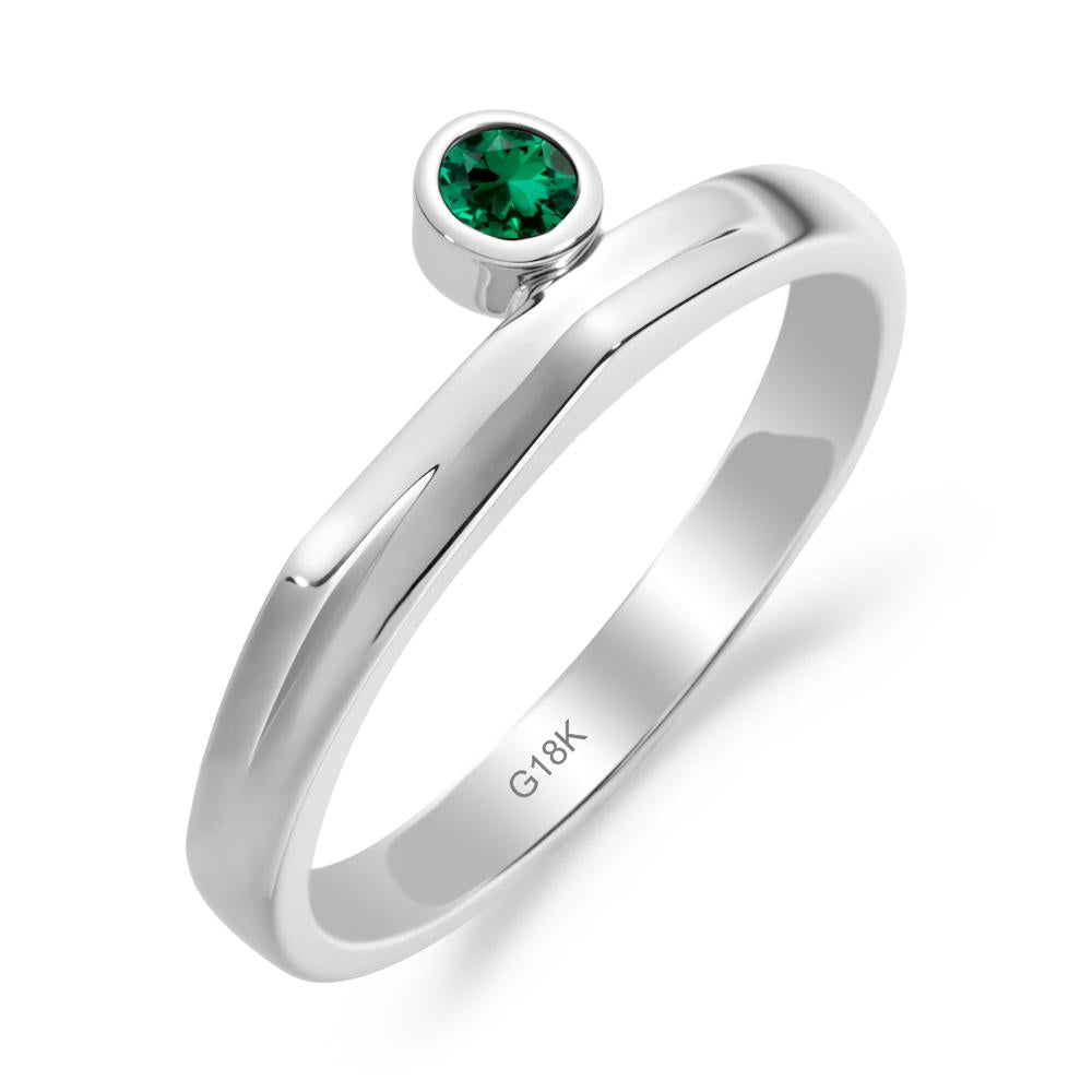 Bezel Set Emerald Solitaire Ring - LUO Jewelry #metal_18k white gold