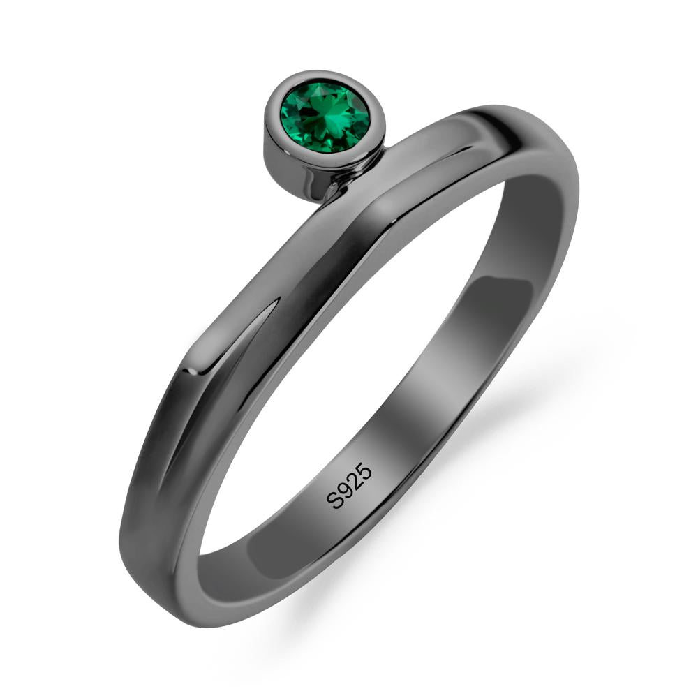 Bezel Set Emerald Solitaire Ring - LUO Jewelry #metal_black finish sterling silver