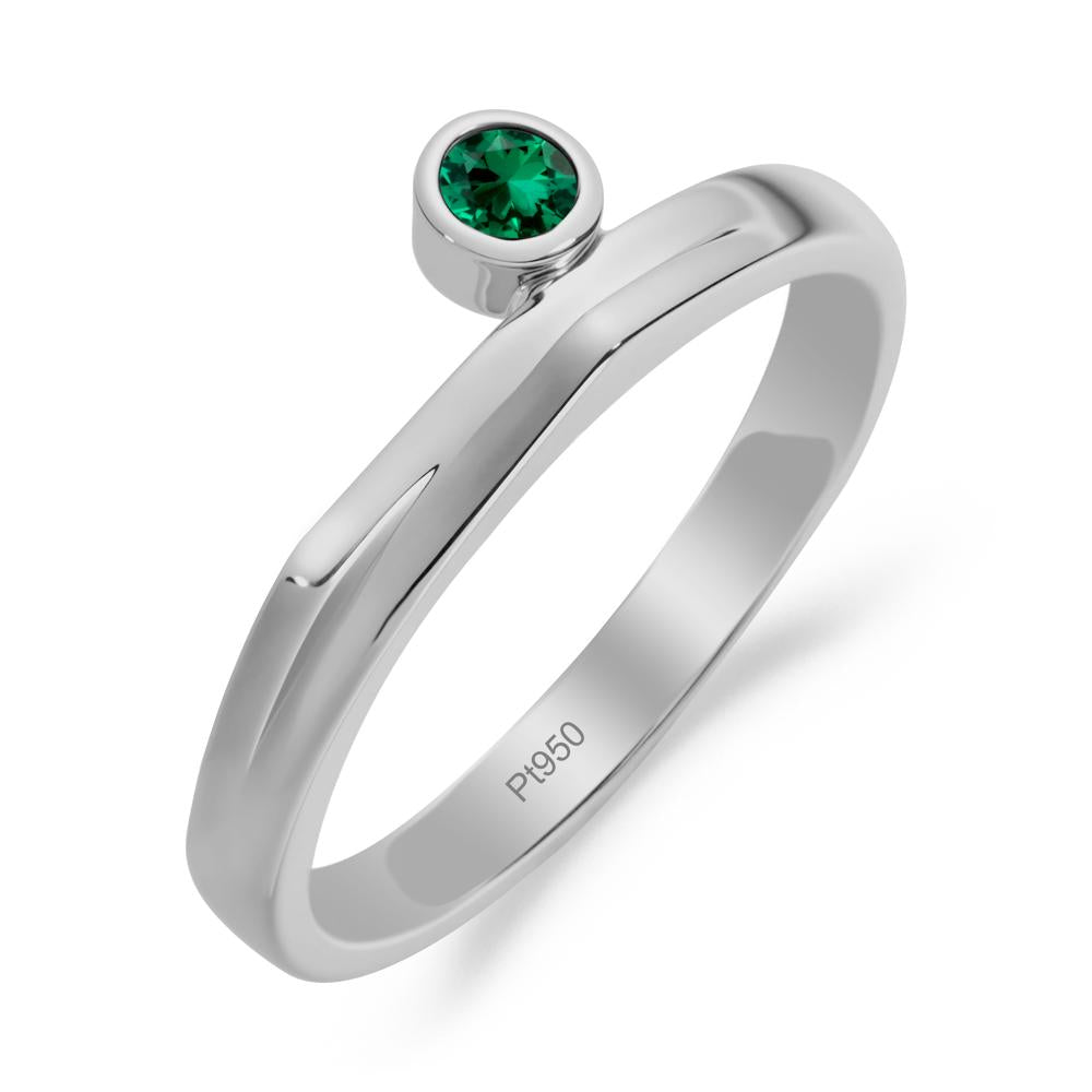 Bezel Set Emerald Solitaire Ring - LUO Jewelry #metal_platinum