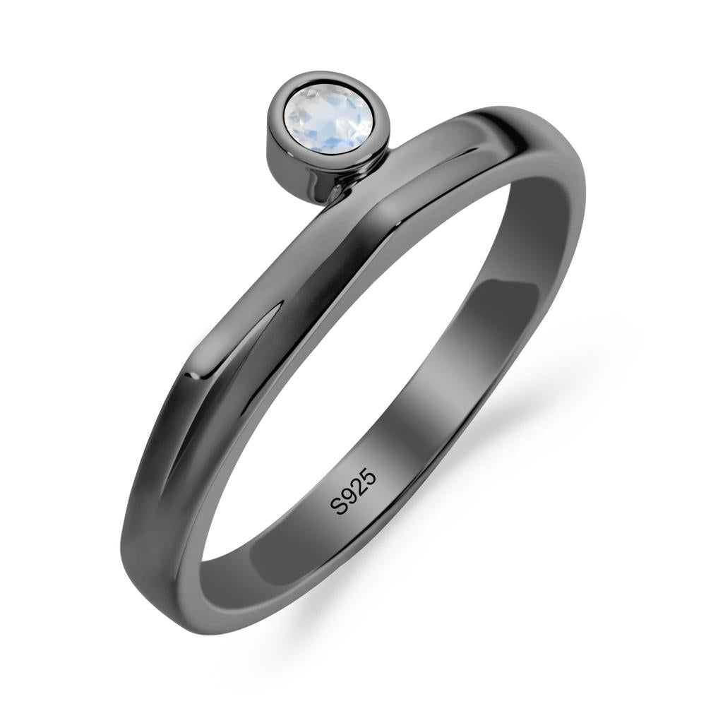 Bezel Set Moonstone Solitaire Ring - LUO Jewelry #metal_black finish sterling silver