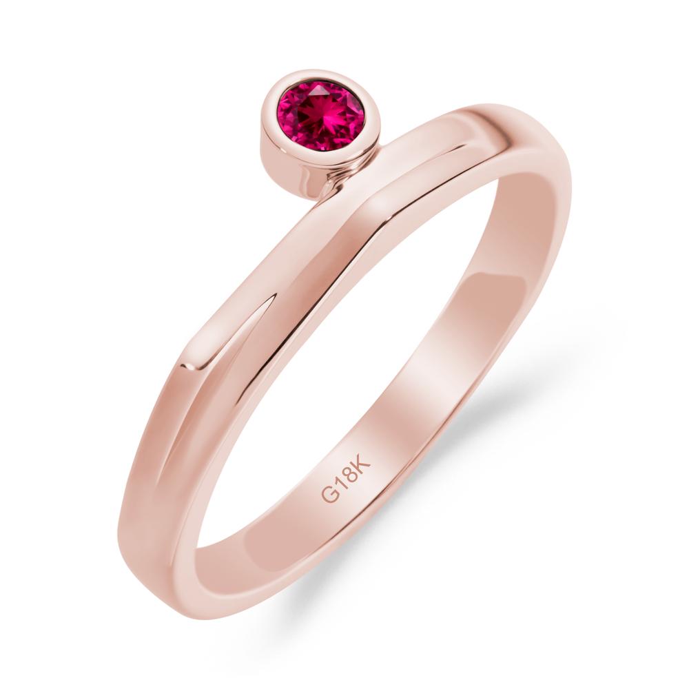 Round Ruby Bezel Ring - LUO Jewelry #metal_18k rose gold