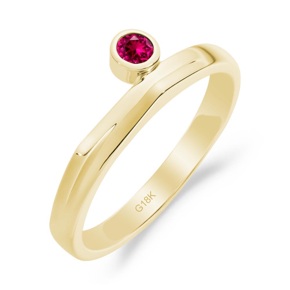 Round Ruby Bezel Ring - LUO Jewelry #metal_18k yellow gold