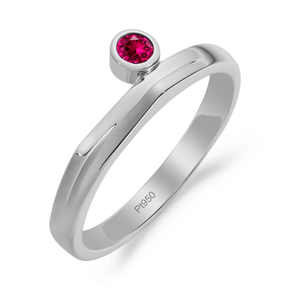 Round Ruby Bezel Ring - LUO Jewelry #metal_platinum