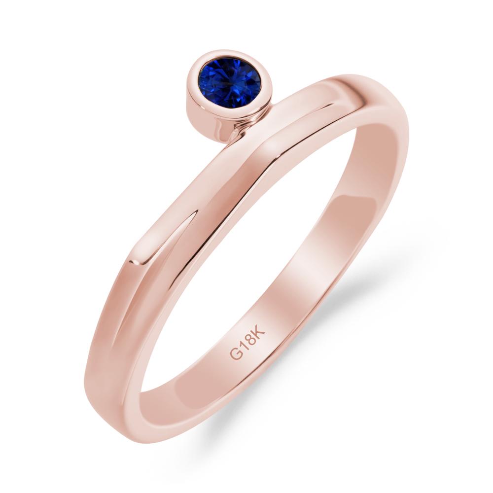 Round Sapphire Bezel Ring - LUO Jewelry #metal_18k rose gold
